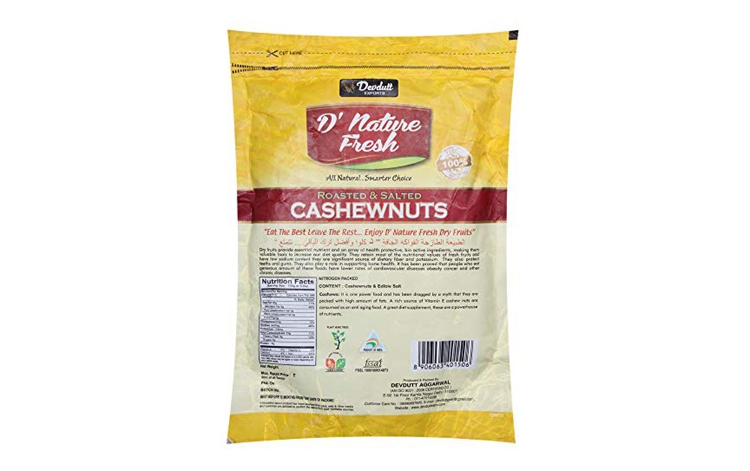 D'nature Fresh Roasted & Salted Cashewnuts    Pack  80 grams